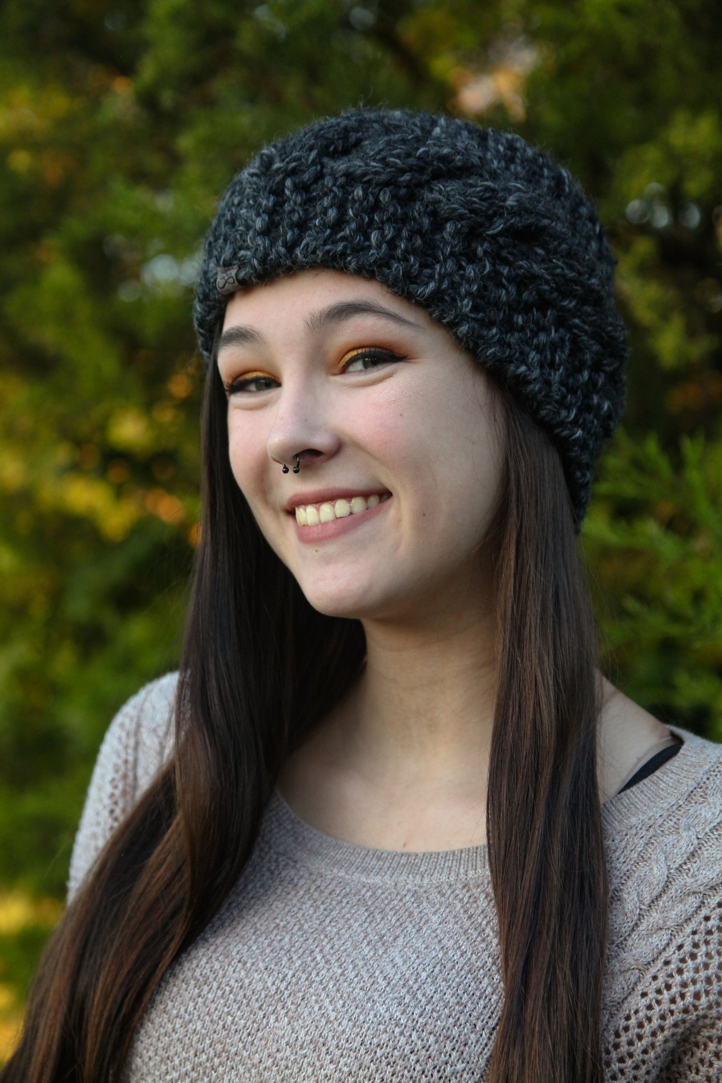 Cabled Ear Warmer in Charcoal Gray