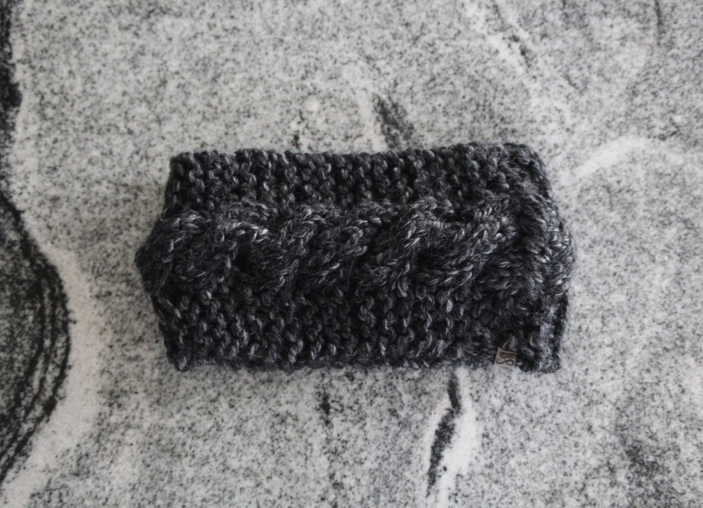Cabled Ear Warmer in Charcoal Gray